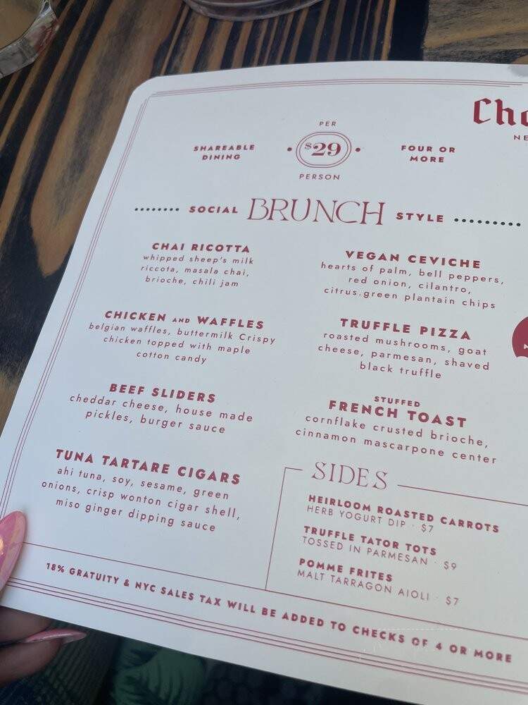 Hotel Chantelle - New York, NY menu_pic