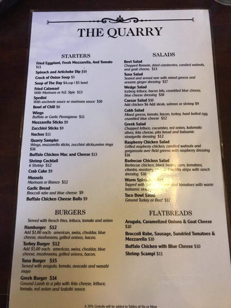 Quarry Restaurant - Rye, NY menu_pic