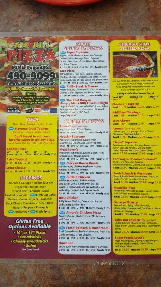 Amore's - Fort Wayne, IN menu_pic