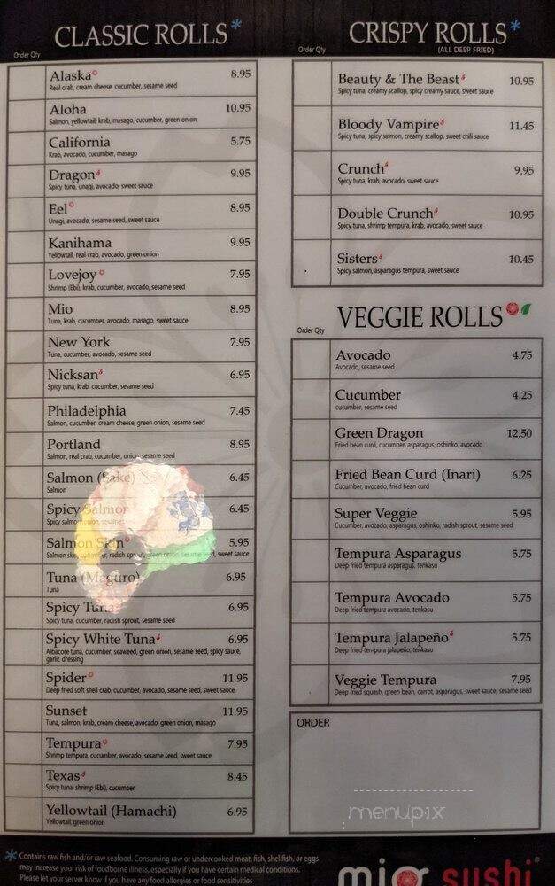 Mio Sushi - Vancouver, WA menu_pic