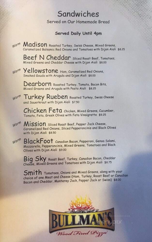 Bullman's Pizza - Billings, Mt menu_pic