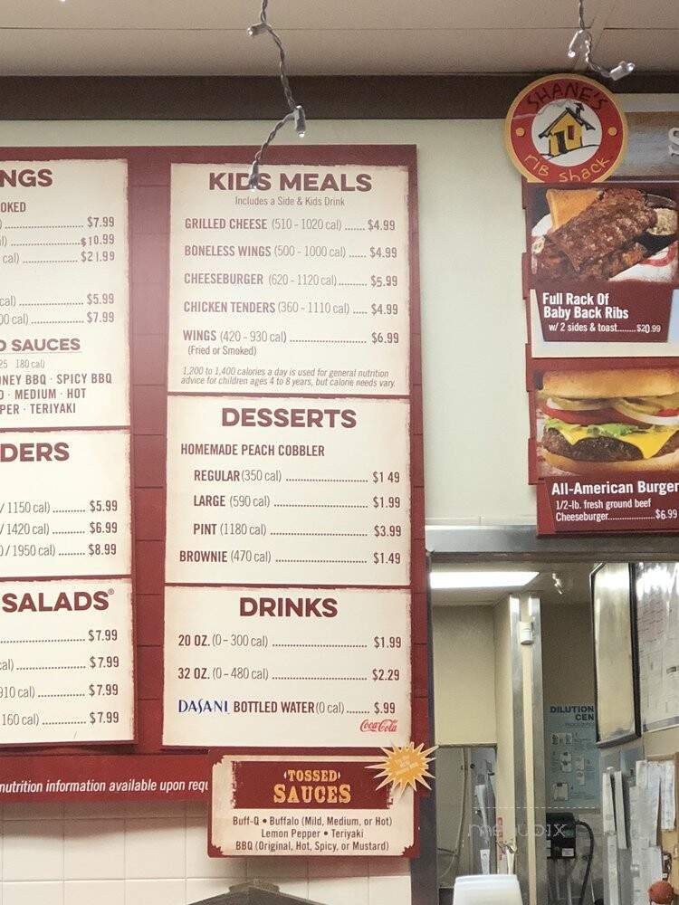 Shane's Rib Shack - Fredericksburg, VA menu_pic