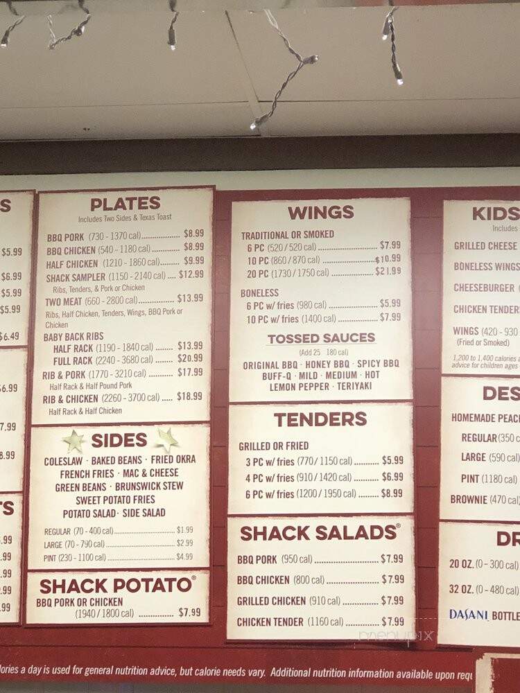 Shane's Rib Shack - Fredericksburg, VA menu_pic