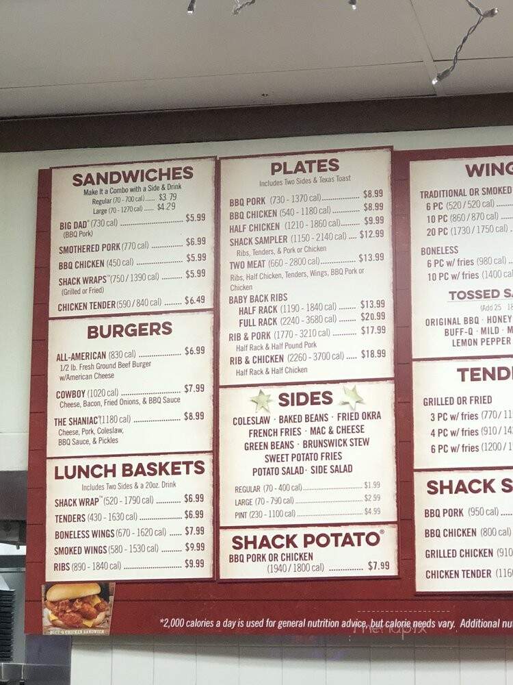 Shane's Rib Shack - Fredericksburg, VA menu_pic
