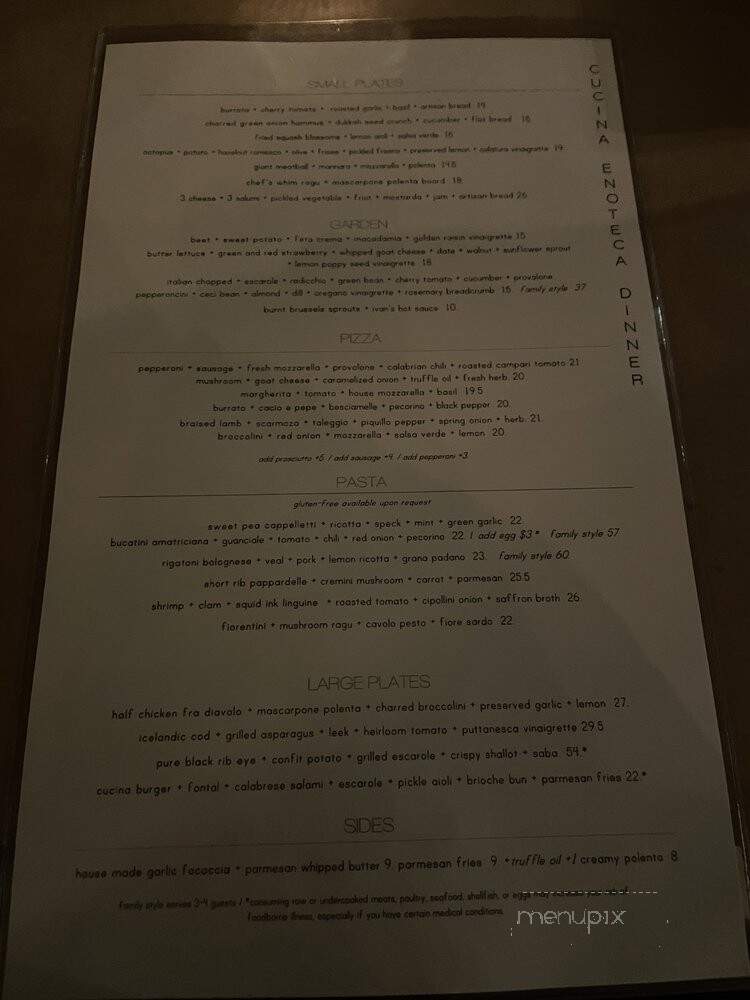 Cucina Enoteca - Irvine, CA menu_pic