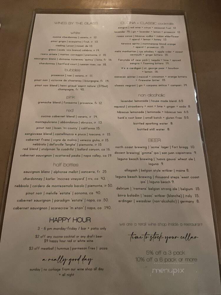 Cucina Enoteca - Irvine, CA menu_pic