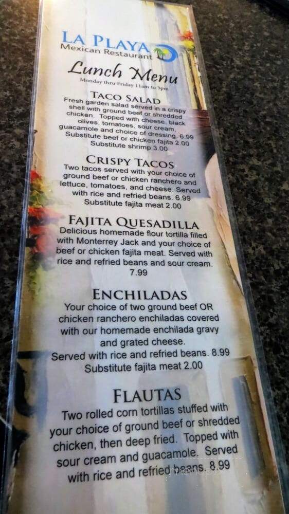La Playa Mexican Cafe - Georgetown, TX menu_pic