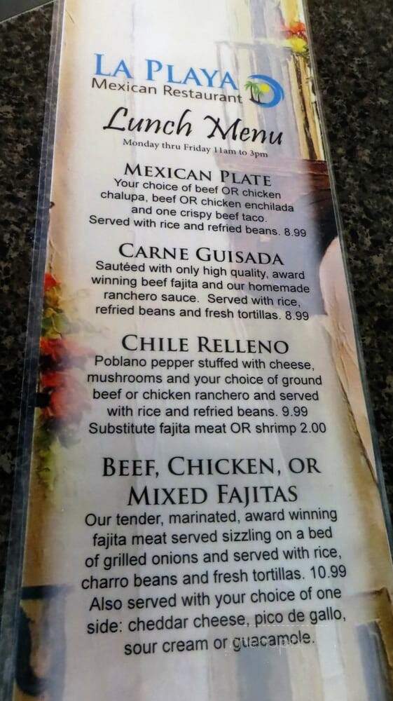La Playa Mexican Cafe - Georgetown, TX menu_pic