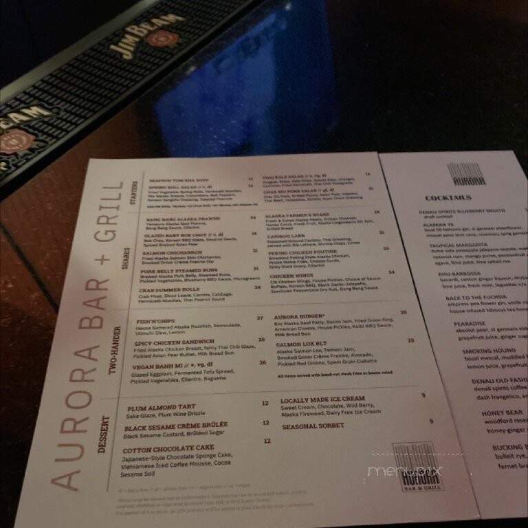 Aurora Bar And Grill - Anchorage, AK menu_pic