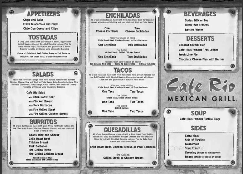 Cafe Rio - Manassas, VA menu_pic