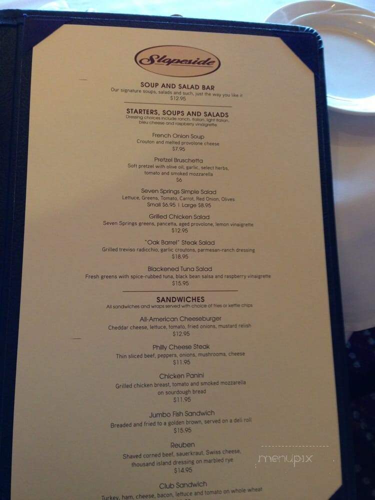 Slopeside - Champion, PA menu_pic
