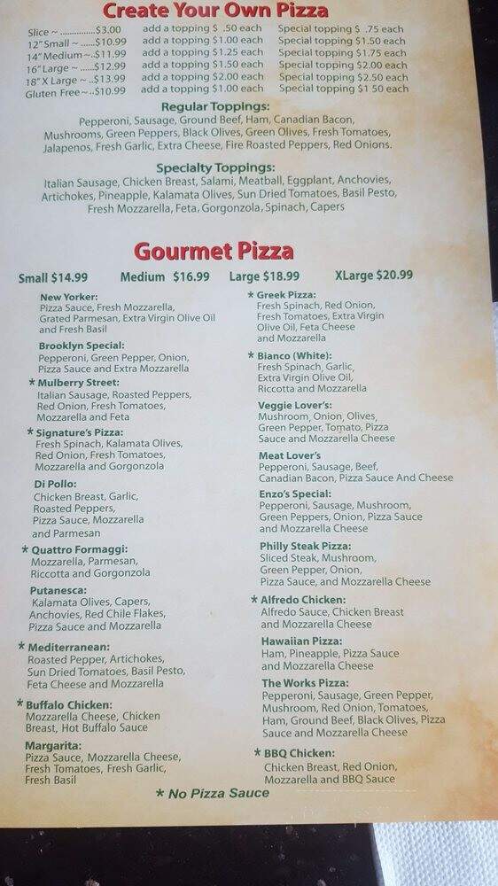 Enzo's NY Pizzeria - Flower Mound, TX menu_pic