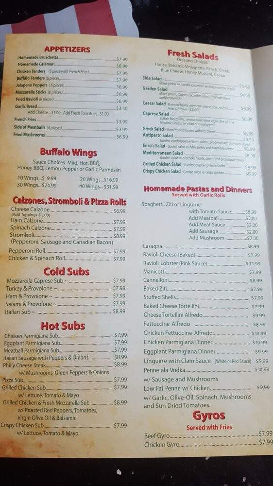 Enzo's NY Pizzeria - Flower Mound, TX menu_pic