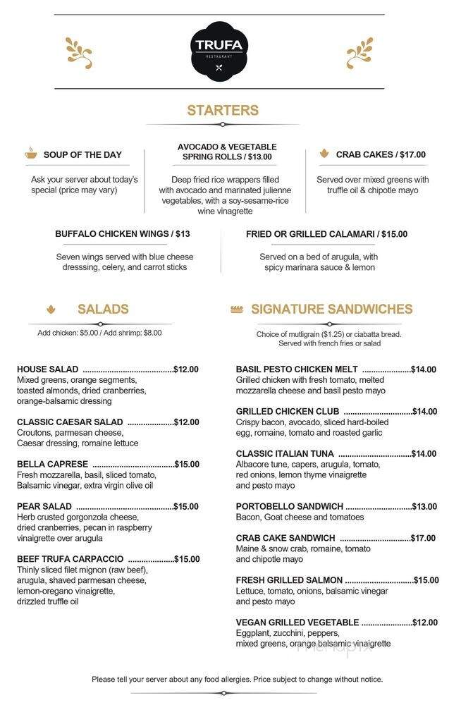 Trufa - New York, NY menu_pic
