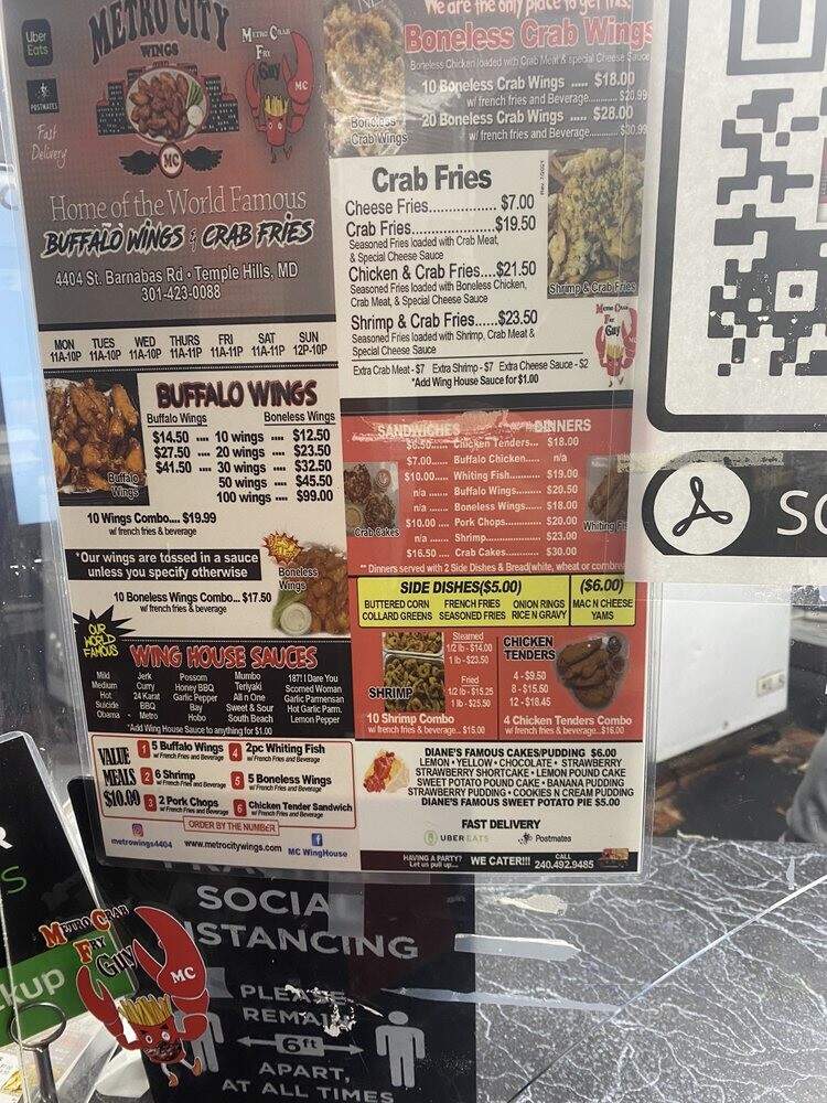 Metro City Wing House - Temple Hills, MD menu_pic