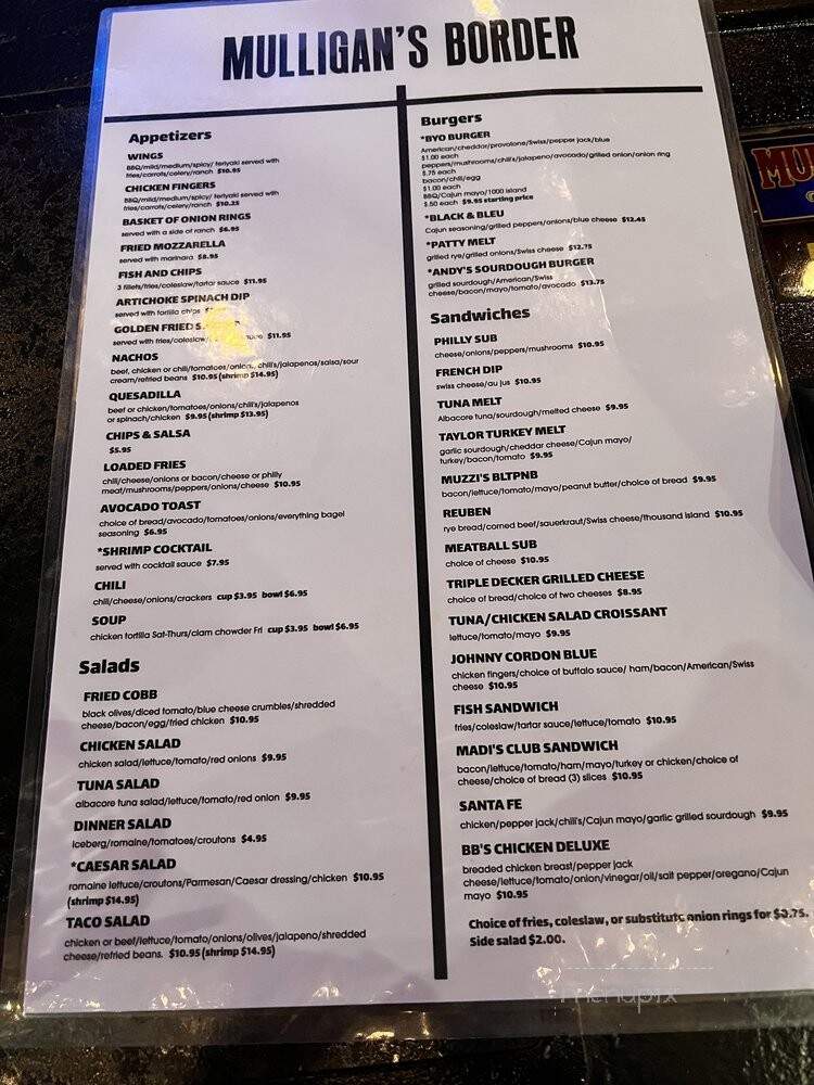 Mulligan's Border Bar Grill - Las Vegas, NV menu_pic