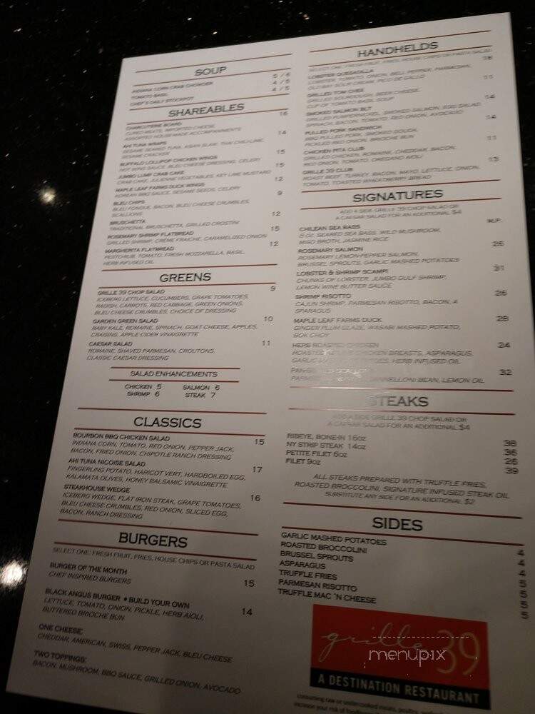 Grille 39 - Carmel, IN menu_pic