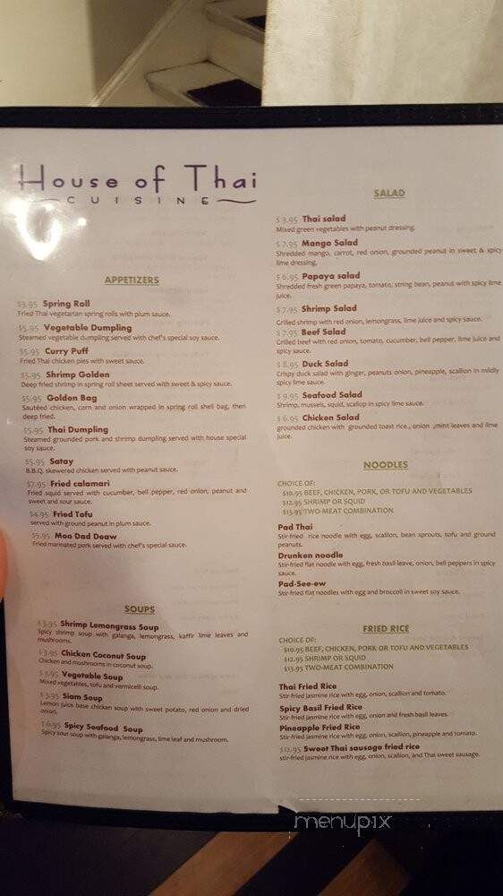 House of Thai Cuisine - Philadelphia, PA menu_pic