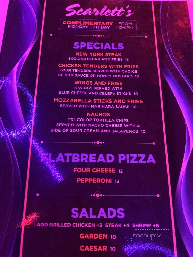 Scarletts Cabaret - Hallandale Beach, FL menu_pic