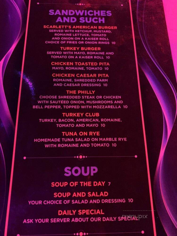 Scarletts Cabaret - Hallandale Beach, FL menu_pic