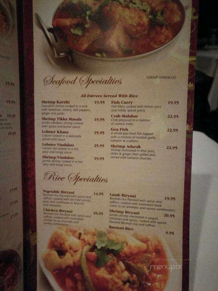 Taj - Middle River, MD menu_pic