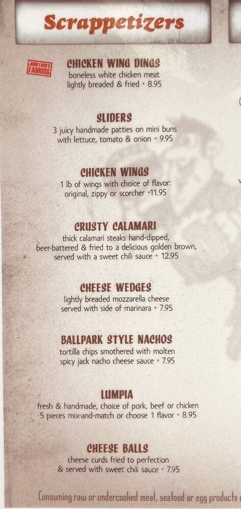 The Junkyard Grill and Sports Bar - Oceanside, CA menu_pic