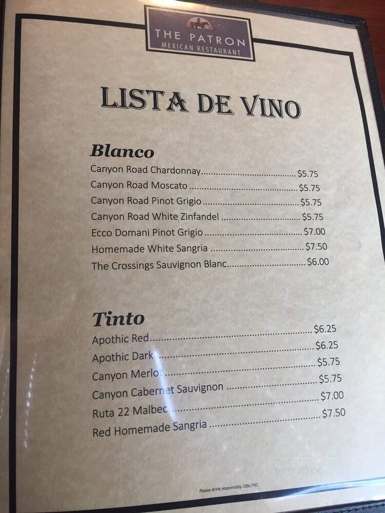 The Patron - Mechanicsville, VA menu_pic