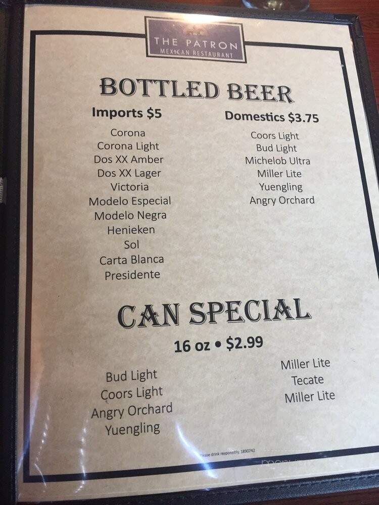 The Patron - Mechanicsville, VA menu_pic