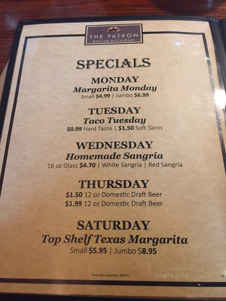 The Patron - Mechanicsville, VA menu_pic