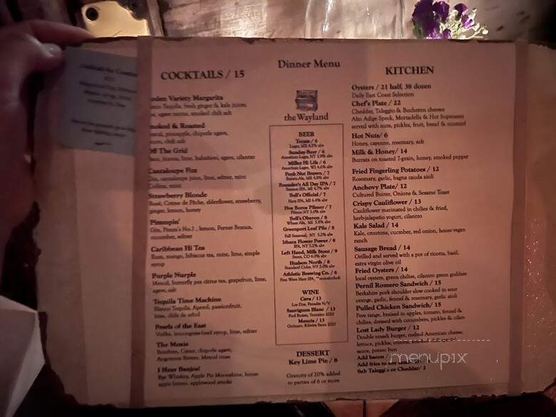The Wayland - New York, NY menu_pic