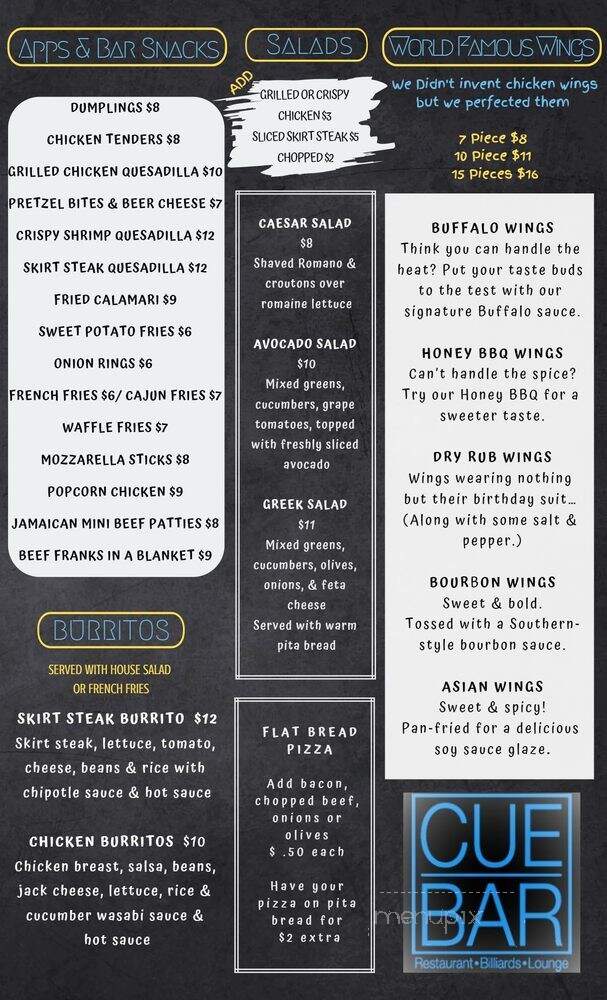 Cue Bar - Bayside, NY menu_pic
