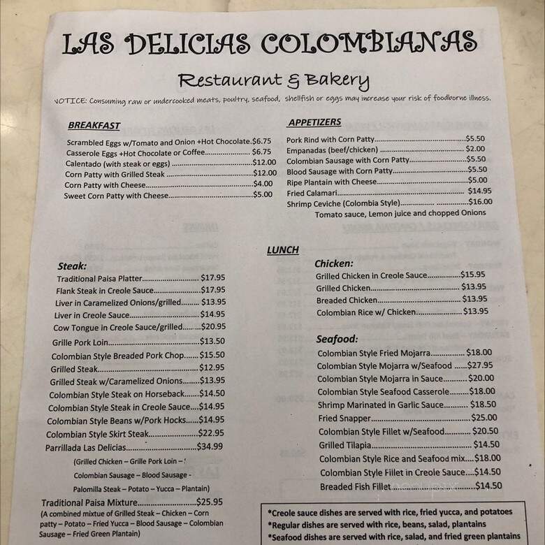 La Colombiana - Miami Beach, FL menu_pic
