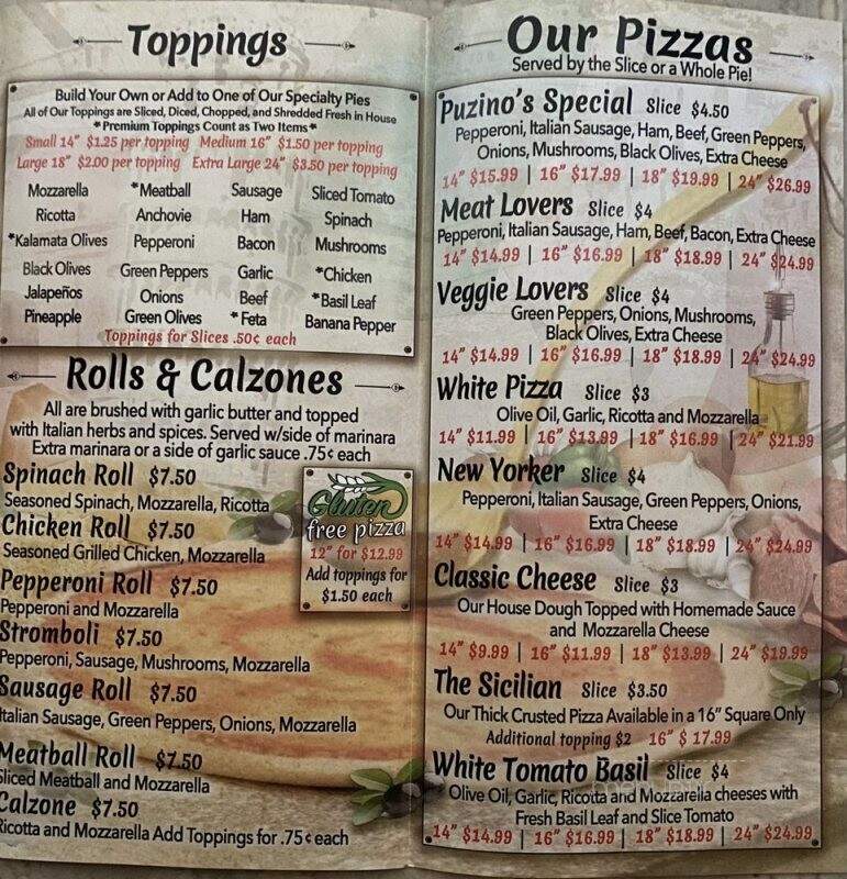 Puzino's Pizza - Satellite Beach, FL menu_pic