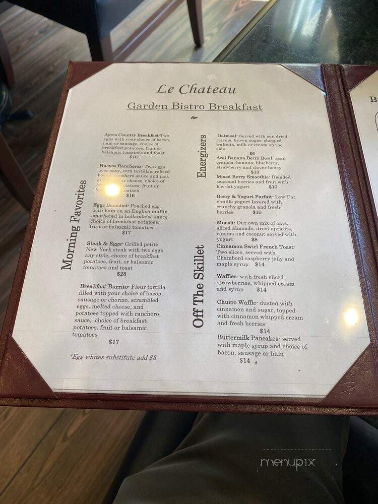 Le Chateau Garden Bistro - Costa Mesa, CA menu_pic