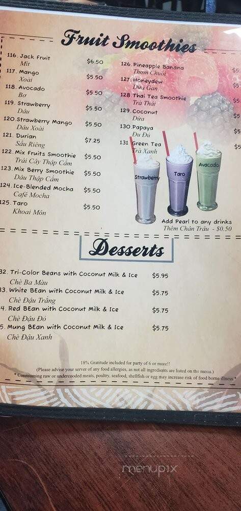 Pho Hang - Roseville, CA menu_pic