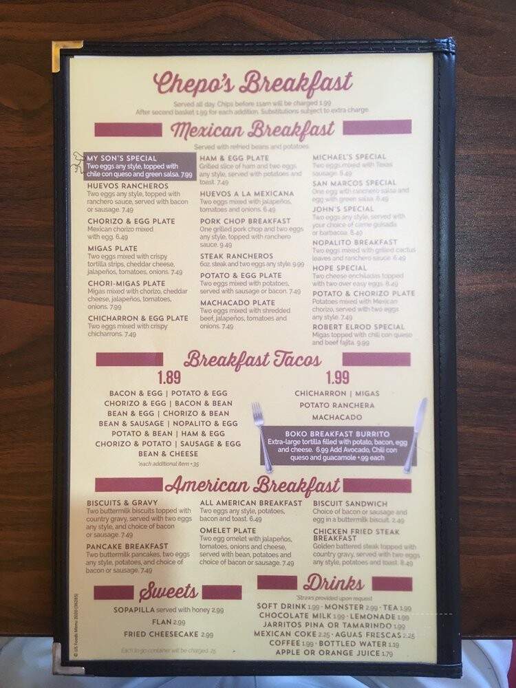 Chepo's - San Marcos, TX menu_pic