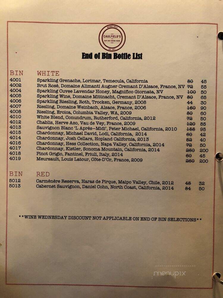 Caulfield's - Santa Monica, CA menu_pic