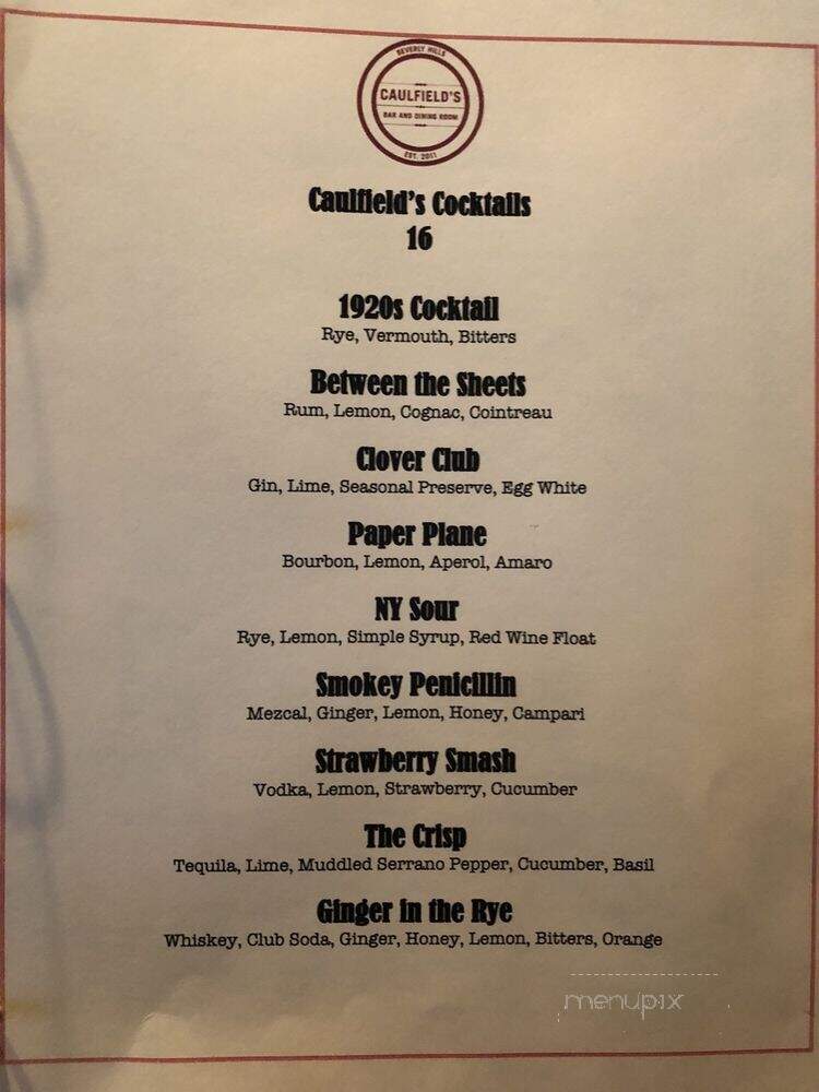 Caulfield's - Santa Monica, CA menu_pic