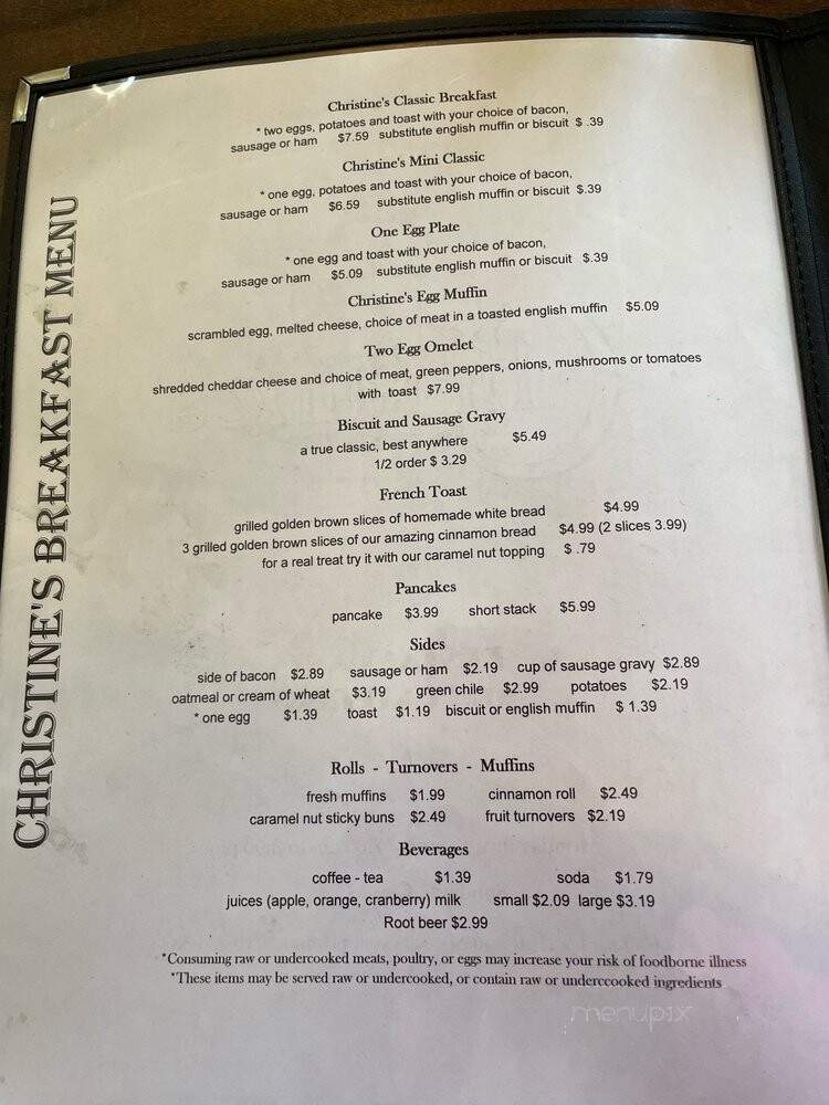 Christines Fine Dining - Rocky Ford, CO menu_pic
