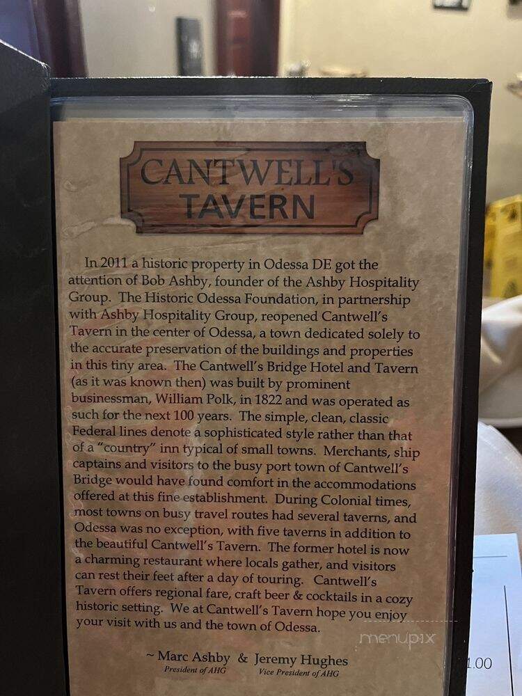 Cantwell's Tavern - Middletown, DE menu_pic