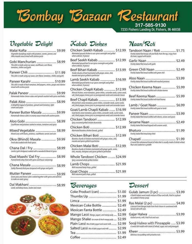 Bombay Bazaar - Fishers, IN menu_pic