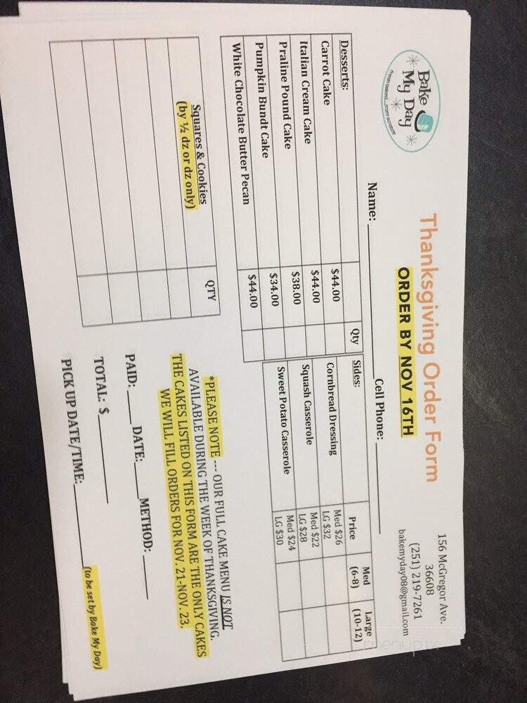 Bake My Day - Mansfield, OH menu_pic