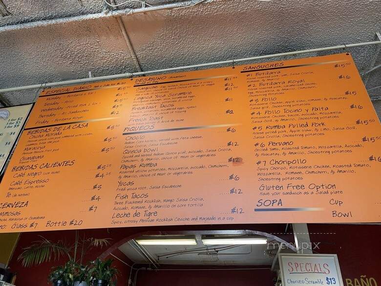 Cafe Rumba - Bellingham, WA menu_pic