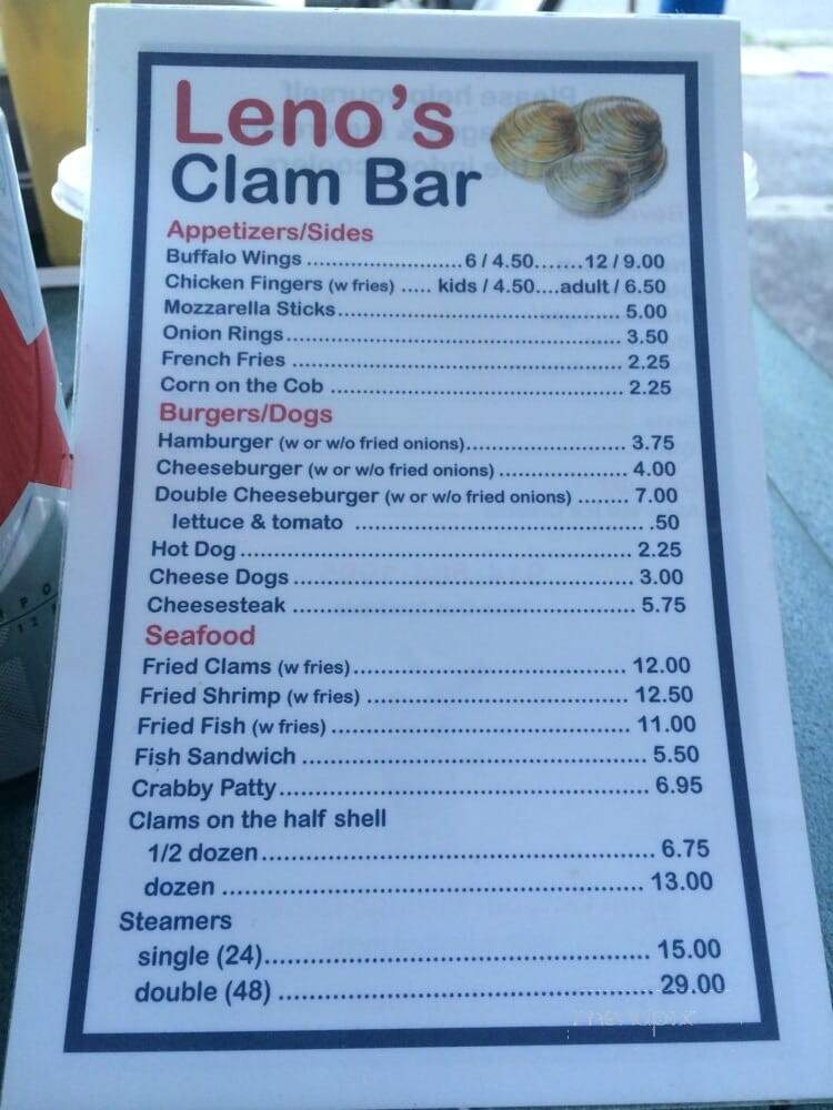 Leno's Clam Bar - New Rochelle, NY menu_pic