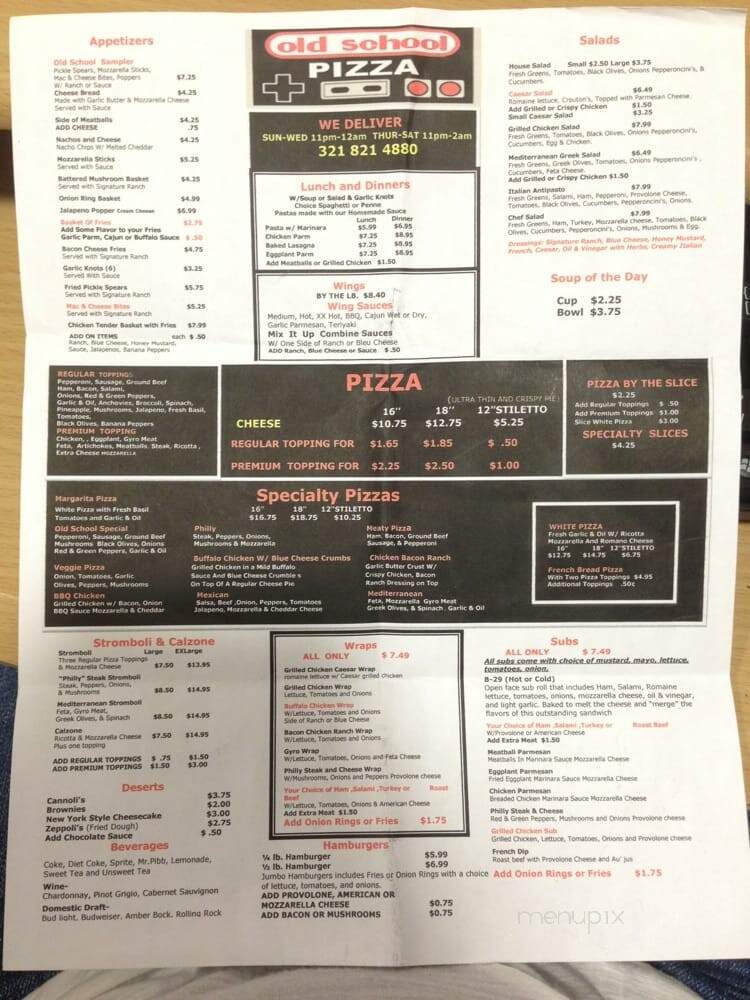 Old School Pizza - Melbourne, FL menu_pic