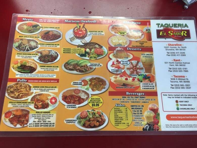 Taqueria El Sabor - Tacoma, WA menu_pic