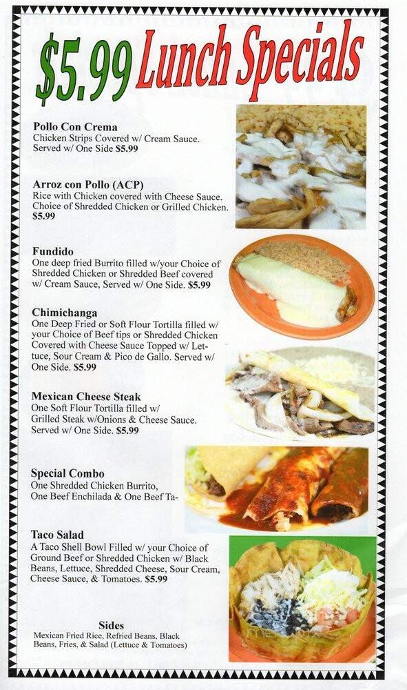 La Ribera Mexican Restaurant - Greenville, NC menu_pic