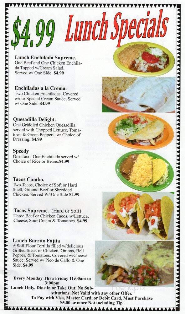 La Ribera Mexican Restaurant - Greenville, NC menu_pic