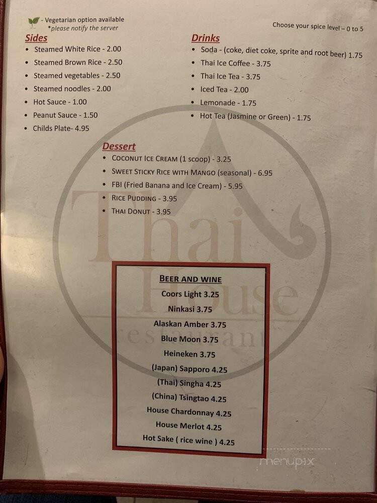 Thai House - Lacey, WA menu_pic