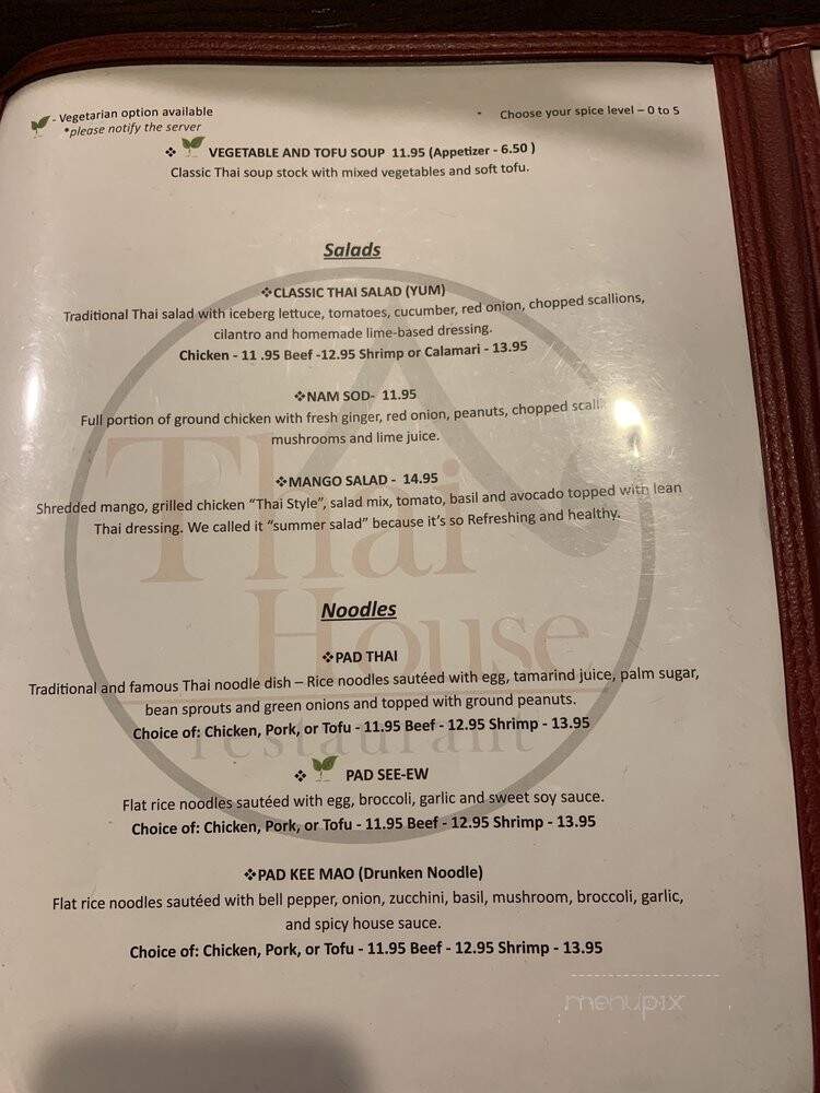 Thai House - Lacey, WA menu_pic